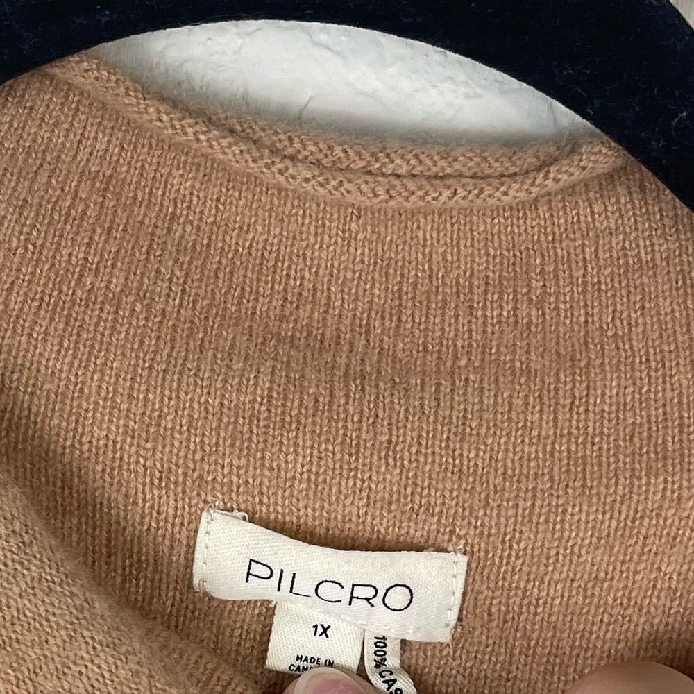 Anthropologie Pilcro 100% Cashmere Funnel Mock Neck Sweater Camel Tan Size 1X - Picture 8 of 11